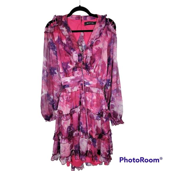 Ebony Bea Floral Open Back Dress SZ 1X - Picture 2 of 7